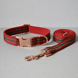 Soft rose gold ribbon cloth dog collar rope pet leash straps Chinese red christmas gift comfortable adjustable dog necklace