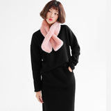 Solid Autumn Winter Faux Rabbit Fur Scarf Women  Fashion Knit Thicken Plush Wool Neck Shawl Femal  Soft Wild Scarf High Quality
