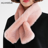 Solid Autumn Winter Faux Rabbit Fur Scarf Women  Fashion Knit Thicken Plush Wool Neck Shawl Femal  Soft Wild Scarf High Quality