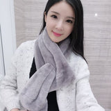 Solid Autumn Winter Faux Rabbit Fur Scarf Women  Fashion Knit Thicken Plush Wool Neck Shawl Femal  Soft Wild Scarf High Quality