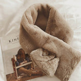 Solid Autumn Winter Faux Rabbit Fur Scarf Women  Fashion Knit Thicken Plush Wool Neck Shawl Femal  Soft Wild Scarf High Quality