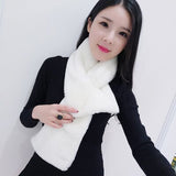 Solid Autumn Winter Faux Rabbit Fur Scarf Women  Fashion Knit Thicken Plush Wool Neck Shawl Femal  Soft Wild Scarf High Quality