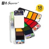 Superior 18/25/33/42 Solid Watercolor Paint Set With Water Brush Pen Foldable Travel Water Color Pigment For Draw Dropshipping
