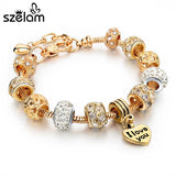 Szelam Luxury Crystal Heart Charm Bracelets & Bangles Gold Bracelets For Women Jewellery Pulseira Feminina Sbr160056