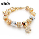 Szelam Luxury Crystal Heart Charm Bracelets & Bangles Gold Bracelets For Women Jewellery Pulseira Feminina Sbr160056