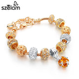 Szelam Luxury Crystal Heart Charm Bracelets & Bangles Gold Bracelets For Women Jewellery Pulseira Feminina Sbr160056