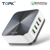 TOPK 8-Port Quick Charge 3.0 USB Charger EU US UK AU Plug Desktop Fast Phone Charger Adapter for iPhone Samsung Xiaomi Huawe - app80