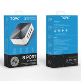 TOPK 8-Port Quick Charge 3.0 USB Charger EU US UK AU Plug Desktop Fast Phone Charger Adapter for iPhone Samsung Xiaomi Huawe - app80