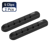 TOPK Cable Organizer Silicone USB Cable Winder Desktop Tidy Management Clips Cable Holder for Mouse Headphone Wire