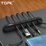 TOPK Cable Organizer Silicone USB Cable Winder Desktop Tidy Management Clips Cable Holder for Mouse Headphone Wire