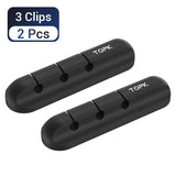 TOPK Silicone USB Cable Winder Desktop Cable Tidy Management Multipurpose Clips Cables Holder for Mouse Headphone Wire - app80
