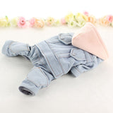 Thickend Pet Dogs Hoodies Warm Winter Cool Dog Denim Coat Four Legs Cotton Little Puppy Dogs Clothes with Color Matching Hat