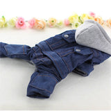Thickend Pet Dogs Hoodies Warm Winter Cool Dog Denim Coat Four Legs Cotton Little Puppy Dogs Clothes with Color Matching Hat