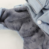 Thickend Pet Dogs Hoodies Warm Winter Cool Dog Denim Coat Four Legs Cotton Little Puppy Dogs Clothes with Color Matching Hat