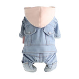 Thickend Pet Dogs Hoodies Warm Winter Cool Dog Denim Coat Four Legs Cotton Little Puppy Dogs Clothes with Color Matching Hat