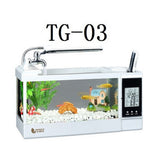 USB 220V Mini Aquarium Fish Tank Aquarium With LED Lamp Light LCD Display Screen and Clock Fish Tank Desktop Aquarium Fish Tanks