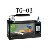 USB 220V Mini Aquarium Fish Tank Aquarium With LED Lamp Light LCD Display Screen and Clock Fish Tank Desktop Aquarium Fish Tanks