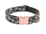 Unique Style Paws Dog Collars or Leash Flower Print with Sturdy Cotton Tape Collar for Pets