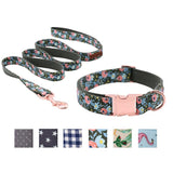 Unique Style Paws Dog Collars or Leash Flower Print with Sturdy Cotton Tape Collar for Pets
