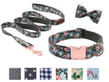 Unique Style Paws Dog Collars or Leash Flower Print with Sturdy Cotton Tape Collar for Pets