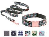 Unique Style Paws Dog Collars or Leash Flower Print with Sturdy Cotton Tape Collar for Pets