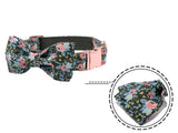 Unique Style Paws Dog Collars or Leash Flower Print with Sturdy Cotton Tape Collar for Pets