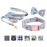 Unique Style Paws Dog or Cat Collar or Leash Set Pink Flamingo with Pure Cotton Bows for Pets