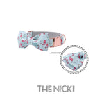 Unique Style Paws Dog or Cat Collar or Leash Set Pink Flamingo with Pure Cotton Bows for Pets