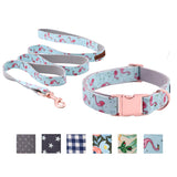 Unique Style Paws Dog or Cat Collar or Leash Set Pink Flamingo with Pure Cotton Bows for Pets