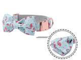 Unique Style Paws Dog or Cat Collar or Leash Set Pink Flamingo with Pure Cotton Bows for Pets