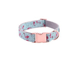 Unique Style Paws Dog or Cat Collar or Leash Set Pink Flamingo with Pure Cotton Bows for Pets