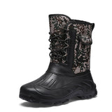 VESONAL 2019 Winter Camouflage Snow Men Boots Rain Shoes Waterproof With Fur Plush Warm Male Casual Mid-Calf Work Fishing Boot