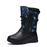 VESONAL 2019 Winter Camouflage Snow Men Boots Rain Shoes Waterproof With Fur Plush Warm Male Casual Mid-Calf Work Fishing Boot