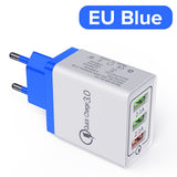 Venroii 3 USB Mobile Phone Charger Adapter QC3.0 EU Plug for iPhone XR X Xiaomi Smartphone Fast Charging for Huawei Quick Charge
