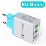 Venroii 3 USB Mobile Phone Charger Adapter QC3.0 EU Plug for iPhone XR X Xiaomi Smartphone Fast Charging for Huawei Quick Charge