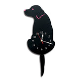 White/Black Wagging Tail Cat Dog Design Wall Clock Kids Bedroom Wall Decoration Unique Gift Creative Cartoon Mute DIY Clock