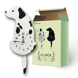 White/Black Wagging Tail Cat Dog Design Wall Clock Kids Bedroom Wall Decoration Unique Gift Creative Cartoon Mute DIY Clock