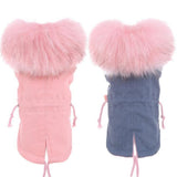 Winter Coat for Dogs Fleece Dog Parkas Teddy Warm Faux Fur Hood Overalls for Dogs  XS S M L XL