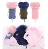 Winter Coat for Dogs Fleece Dog Parkas Teddy Warm Faux Fur Hood Overalls for Dogs  XS S M L XL