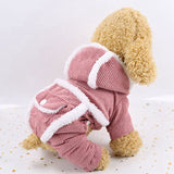 Winter Warm Dog Clothes Dog Coat Pets Clothes Corduroy Jumpsuit Pet Outfit Clothes with Buttons and Pocket for Small Dogs