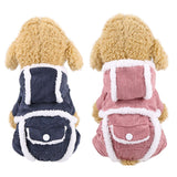 Winter Warm Dog Clothes Dog Coat Pets Clothes Corduroy Jumpsuit Pet Outfit Clothes with Buttons and Pocket for Small Dogs