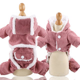 Winter Warm Dog Clothes Dog Coat Pets Clothes Corduroy Jumpsuit Pet Outfit Clothes with Buttons and Pocket for Small Dogs