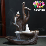 With 20Pcs Incense Cones Incense Burner Backflow Incense Burner Lotus Incense Holder