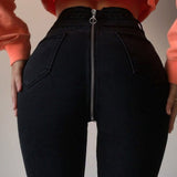 dasda  Woman's Jeans Back Zipper Pencil Stretch Denim Skinny Sexy Jeans High Waist Jeans Ladies Zipper Denim Trousers 2020DGH3