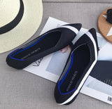 Women Ballet Flats Shoes Slip On Pointed Toe Ladies Casual Shoes Knitting Comfortable Soft Loafers Shoes For pregnant Woman