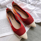 Women Ballet Flats Shoes Slip On Pointed Toe Ladies Casual Shoes Knitting Comfortable Soft Loafers Shoes For pregnant Woman