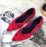 Women Ballet Flats Shoes Slip On Pointed Toe Ladies Casual Shoes Knitting Comfortable Soft Loafers Shoes For pregnant Woman