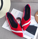 Women Ballet Flats Shoes Slip On Pointed Toe Ladies Casual Shoes Knitting Comfortable Soft Loafers Shoes For pregnant Woman
