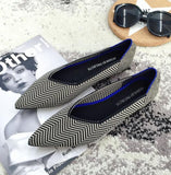 Women Ballet Flats Shoes Slip On Pointed Toe Ladies Casual Shoes Knitting Comfortable Soft Loafers Shoes For pregnant Woman