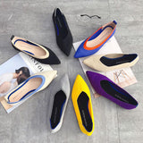 Women Ballet Flats Shoes Slip On Pointed Toe Ladies Casual Shoes Knitting Comfortable Soft Loafers Shoes For pregnant Woman